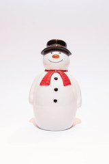 Snowman Christmas pottery ornament 
