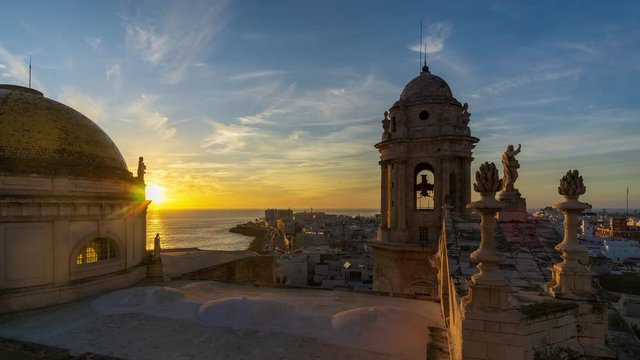 Spectacular Sunset from the Cathedral's East Tower Time-Lapse Cadiz