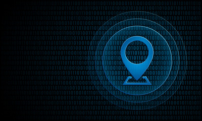 Digital location with ripples ''Pulse Effect'' technology pin symbol
