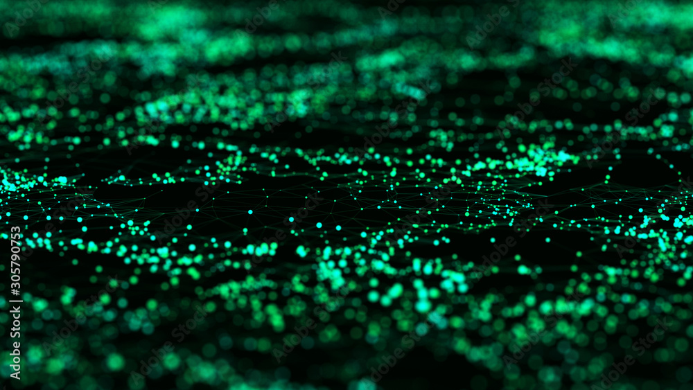 Fototapete Abstract technology background. Artificial intelligence. Science background. Big data visualization. 3D rendering.