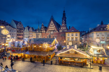 Christmas market in Wroclaw, Poland - obrazy, fototapety, plakaty