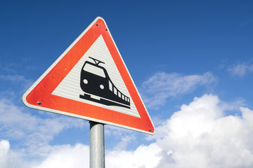 German road sign: level crossing ahead