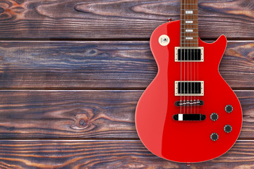 Obraz premium Beautiful Red Electric Guitar in Retro Style. 3d Rendering