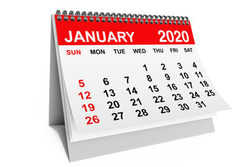 Calendar January 2020. 3d rendering