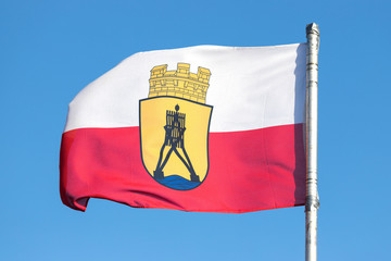 flag of the German town of Cuxhaven flying in the wind