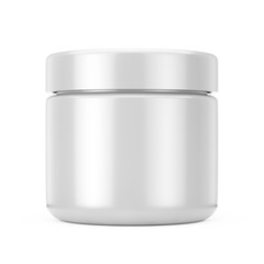 Silver Cosmetic Jar with Lid for Cream or Gel Mockup. 3d Rendering