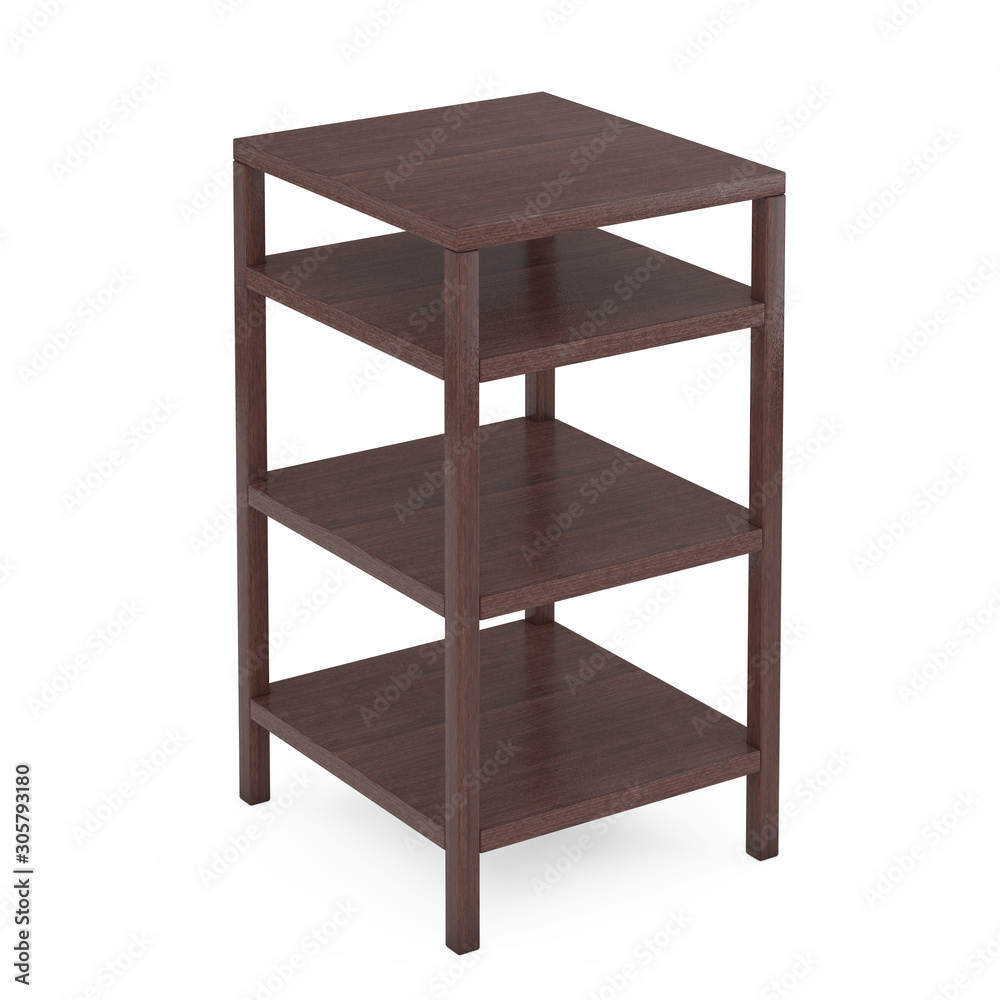 Poster Empty Wooden Rack Storage Stand. 3d Rendering