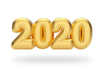 New 2020 Year Golden Inflated Bubble Sign. 3d Rendering