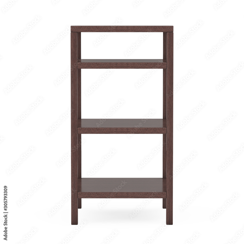 Poster empty wooden rack storage stand. 3d rendering