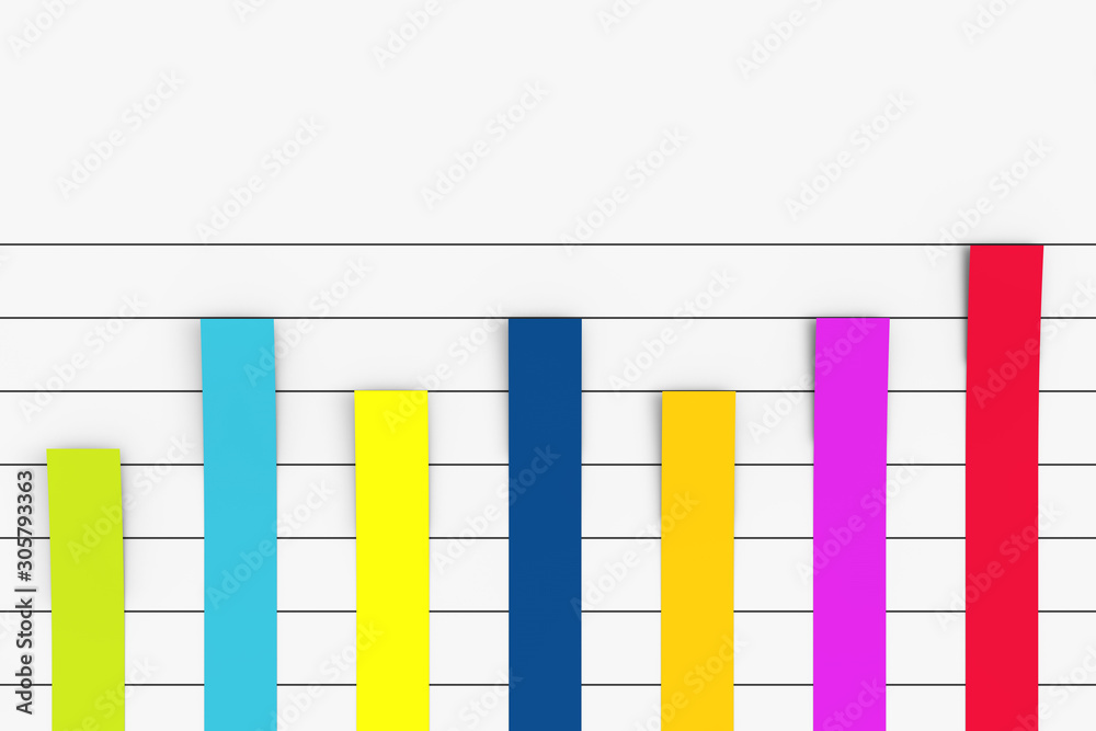 Fototapete colour column flat graph chart infographics paper elements. 3d rendering