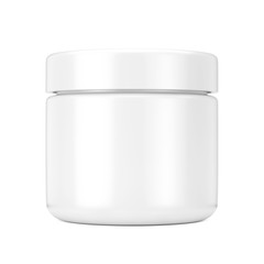 White Cosmetic Jar with Lid for Cream or Gel Mockup. 3d Rendering