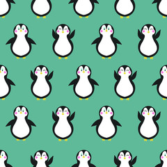 Seamless pattern with different penguins
