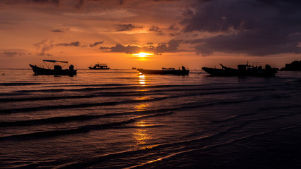 Fototapeta na wymiar orange sunset in thailand