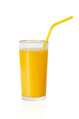 Glass of fresh juice, isolated on white background. Close-up.