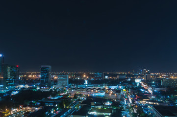 Obraz premium Bangkok night view with skyscraper in business district in Bangkok Thailand