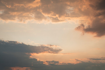 Abstract dramatic colorful burning sky with clouds frame