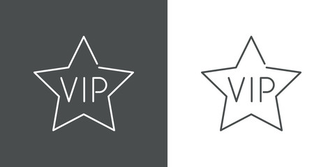 Icono plano lineal estrella texto VIP en fondo gris y fondo blanco