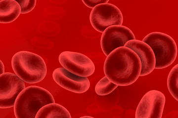 3d rendering of blood cells concept. Red blood cells floating through blood and circulating in the  vessels.  Empty space for promotion social media banners, posters.