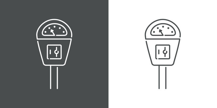Icono plano lineal parqu&iacute;metro en fondo gris y fondo blanco