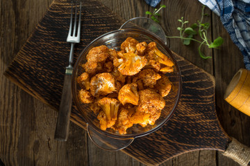 Cauliflower rosettes in a herbal marinade.
