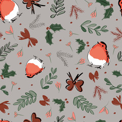 christmas robin decorations seamless repeat pattern