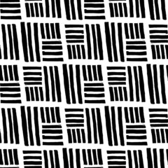 Linocut vector black elements on white background. Seamless vector black linocut pattern. Linocut vector seamless print. Great for label, print, packaging, fabric. 