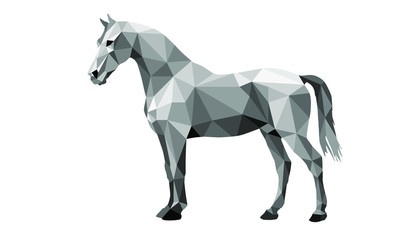 horse, isolated  image on white background in low poly style