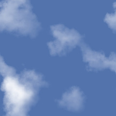 White clouds and blue sky seamless stock illustration.