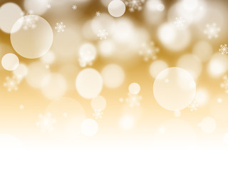 Christmas light background illustration with snowflakes and golden Winter color