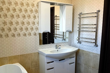 Interior of a bathroom in a new house.