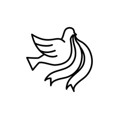 dove with ribbon line style