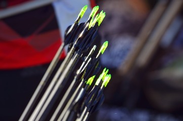 Arrows for archery at an athlete