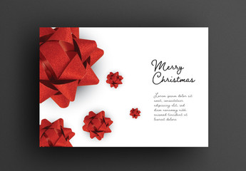 Christmas Card Layout with Red Festive Ornaments