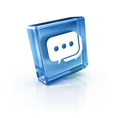 3d rendered illustration in blue color of speech bubble for the concepts of social media or comments and communication messages
