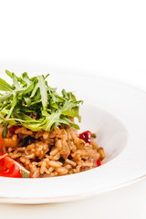 Chicken risotto with green salad