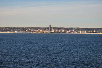 Gdynia high building seen from cruiser. 