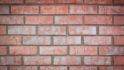 Obraz premium Red and White Brick Wall with Vignette, Widescreen