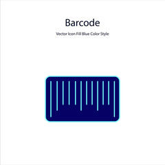 Bar code Vector Icon Fill Blue Color Style