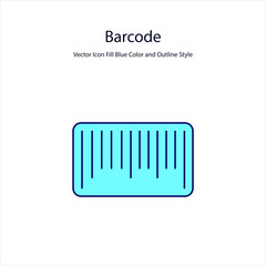 Bar code Vector Icon Fill Blue Color and Outline Style