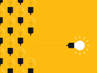 Think differently, standing out from the crowd -The graphic of light bulb represents business concept. New idea, change, trend, courage, creative solution, innovation and unique way concept. 