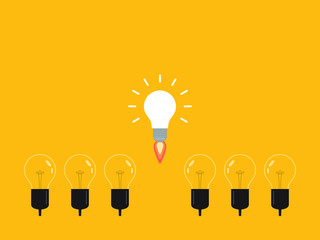 Think differently, standing out from the crowd -The graphic of light bulb represents business concept. New idea, change, trend, courage, creative solution, innovation and unique way concept. 