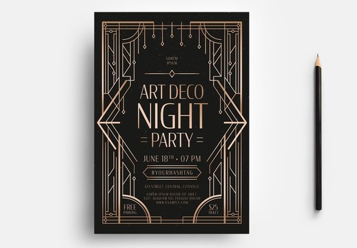 Black and Gold Art Deco Flyer Layout
