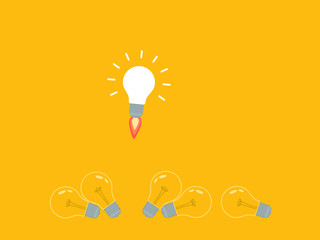 Think differently, standing out from the crowd -The graphic of light bulb represents business concept. New idea, change, trend, courage, creative solution, innovation and unique way concept. 