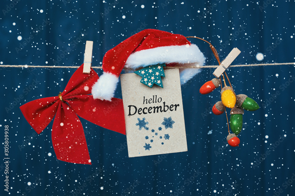 Wall mural hello december holidays design CARD 