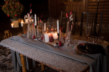 new year's eve christmas tree table setting christmas decor winter snow