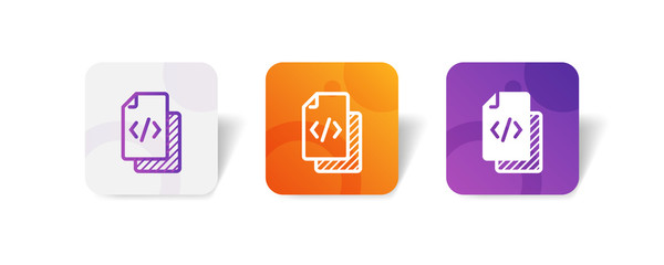 file with script sign outline and solid icon in smooth gradient background button	