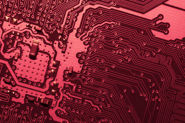 Electronic circuit board abstract background. computer motherboard close up. micro elements of...