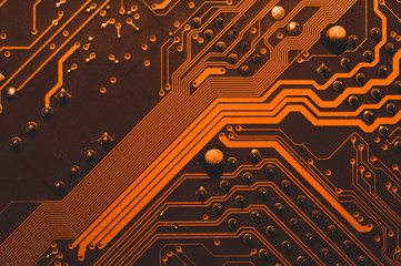 Electronic circuit board abstract background. computer motherboard close up. micro elements of...