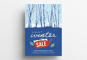 Event Flyer with Winter Scene Illustration