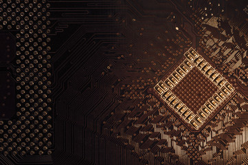 Electronic circuit board abstract background. computer motherboard close up. micro elements of computer. Intelligent technology